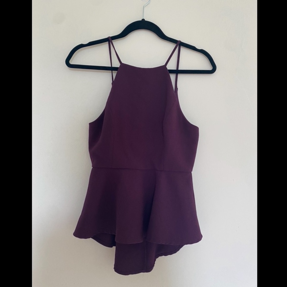 Purple high-low peplum tank